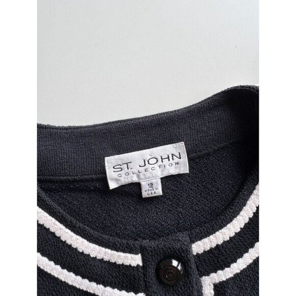 ST JOHN COLLECTION Black Wool Knit Cardigan Jacket, Size 12 - Picture 11 of 13
